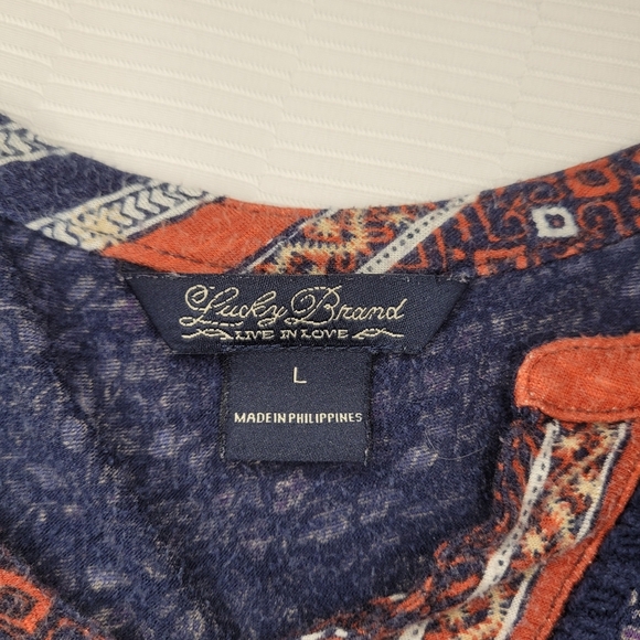 Lucky Brand Boho South Western Short Sleeve Tee sz L - Picture 2 of 13